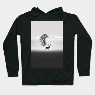 Nordic Winter Reindeer Minimalist Art Print Hoodie